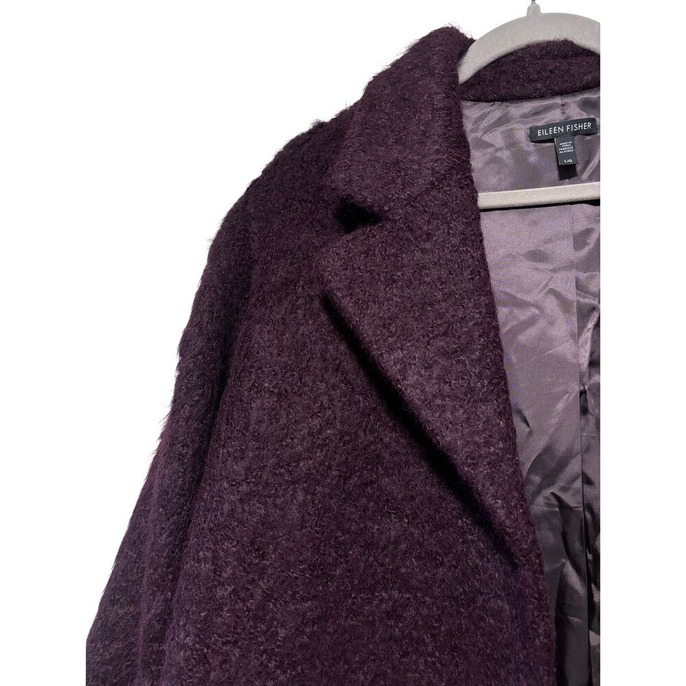 Eileen Fisher Women's Purple Textured Boucle Long Coat Size L - Picture 4 of 13